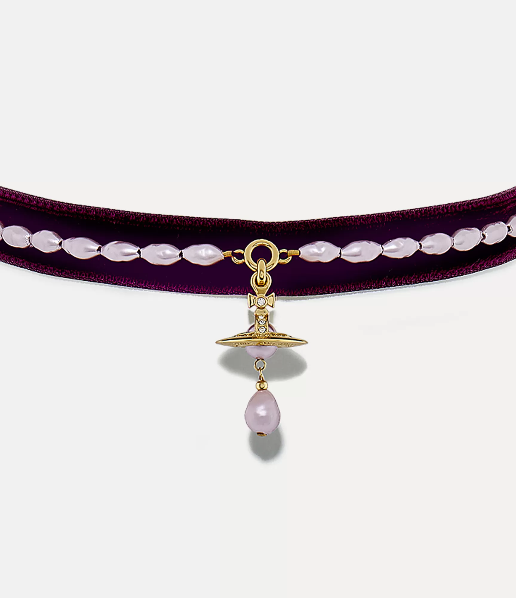Vivienne Westwood Necklaces*Aleksa choker Gold / Wine Velvet / Lilac Pearl / Crystal Crystal