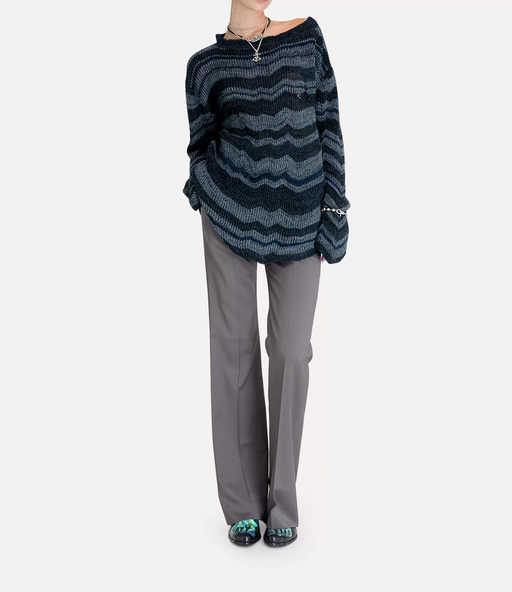Vivienne Westwood Knitwear*Bedrock jumper Melange Blue