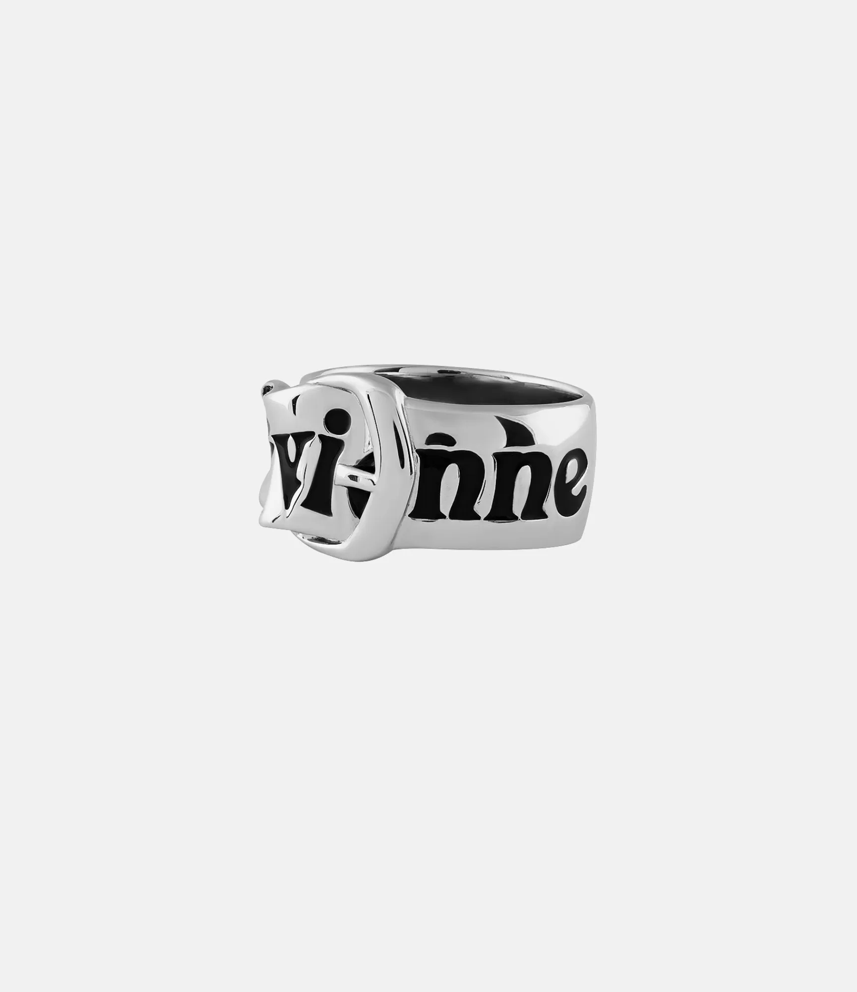 Vivienne Westwood Rings*Belt ring Platinum / Black Enamel