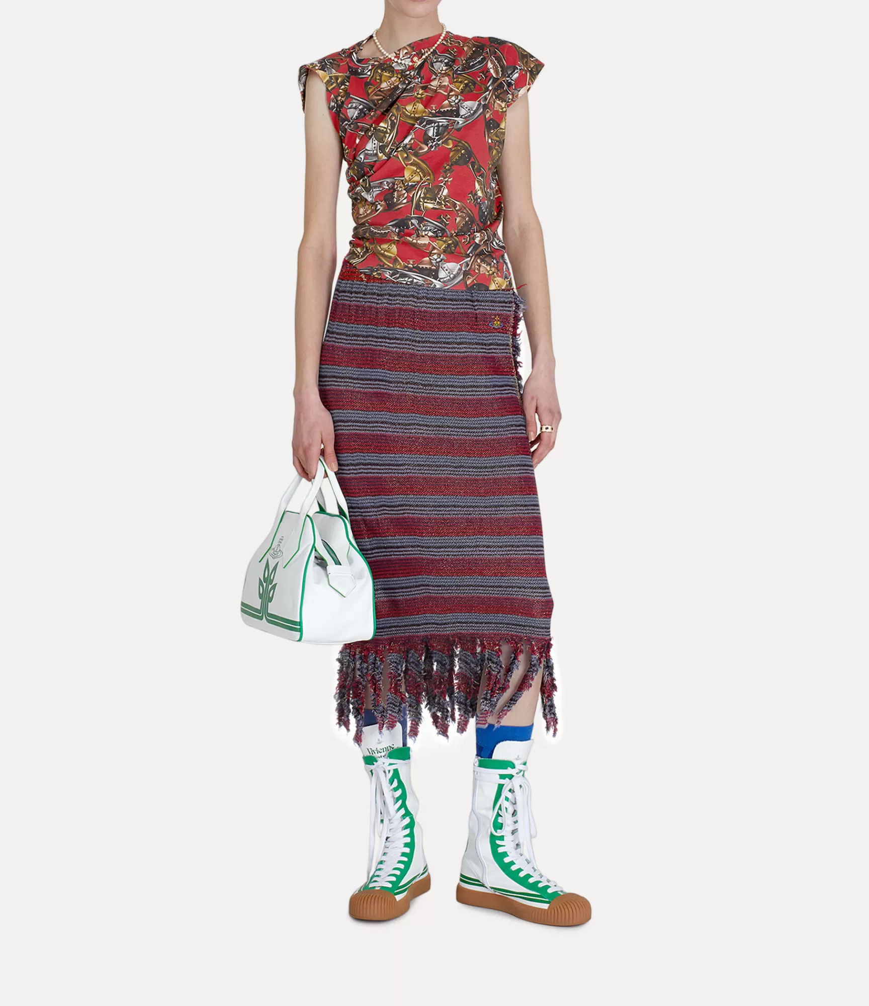 Vivienne Westwood Skirts*Broken stitch skirt Stripes Gold Metal