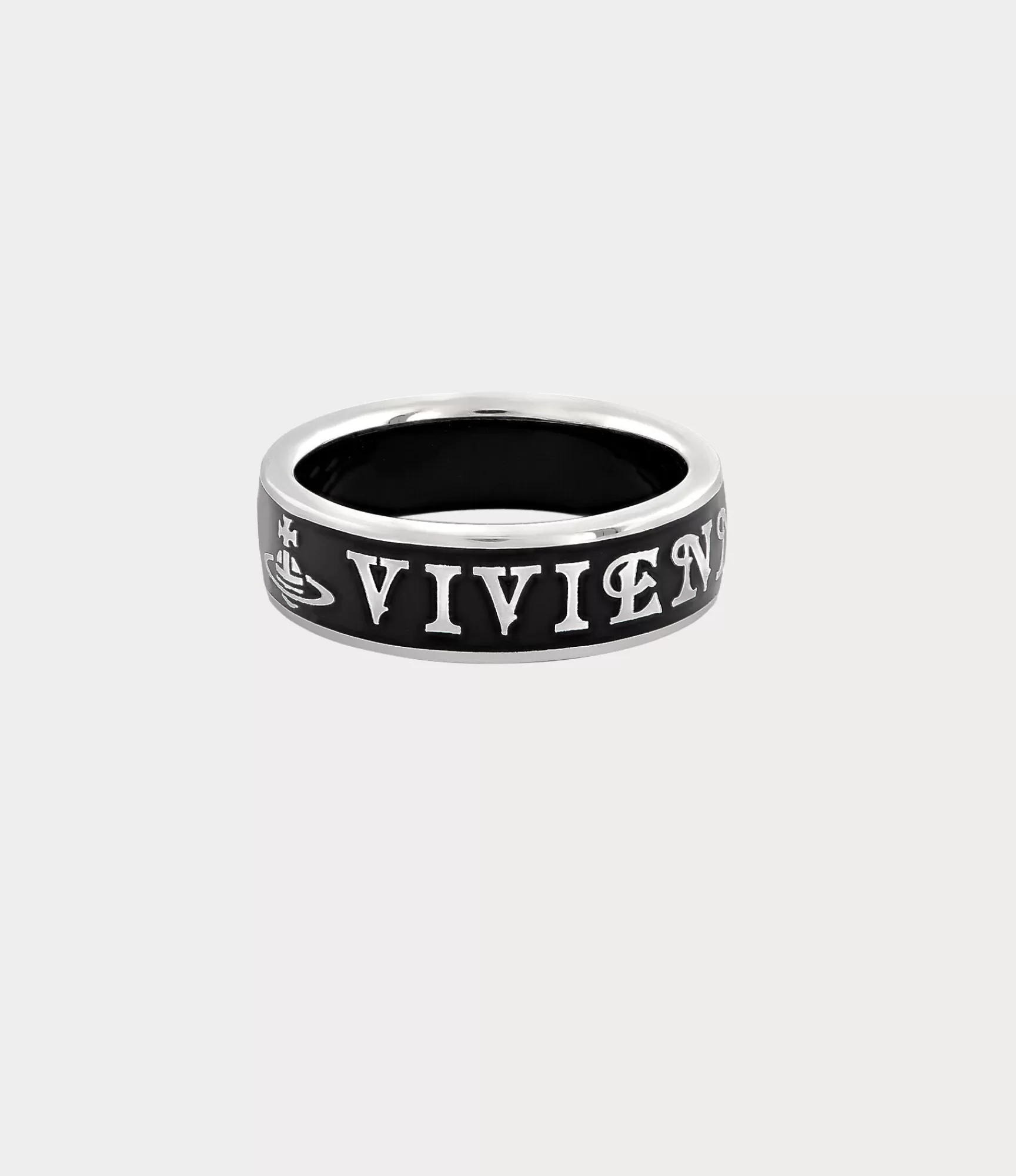Vivienne Westwood Rings*Conduit street ring Platinum / Black Enamel