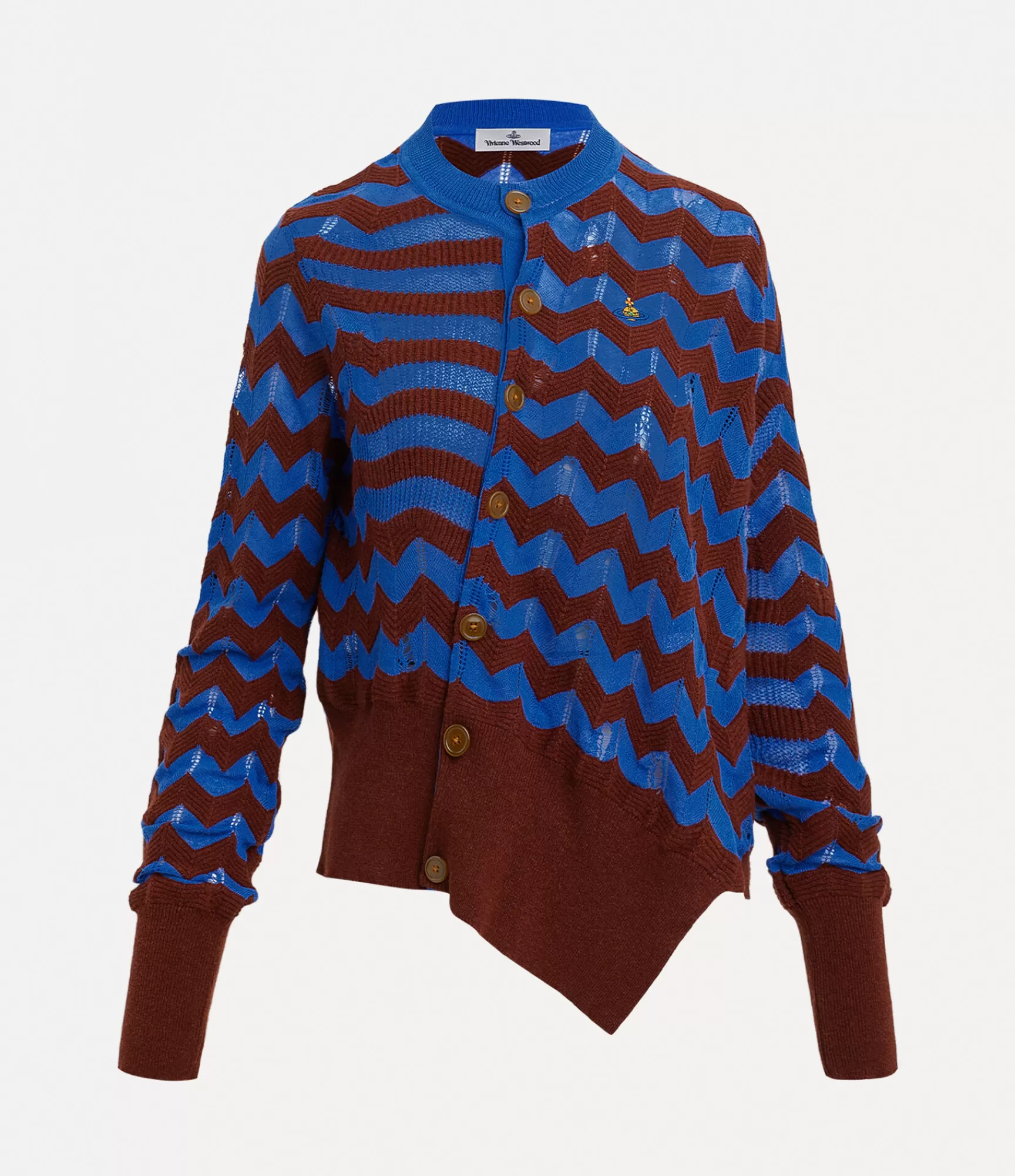 Vivienne Westwood Knitwear*Drunken chevron cardi Blue/burgundy