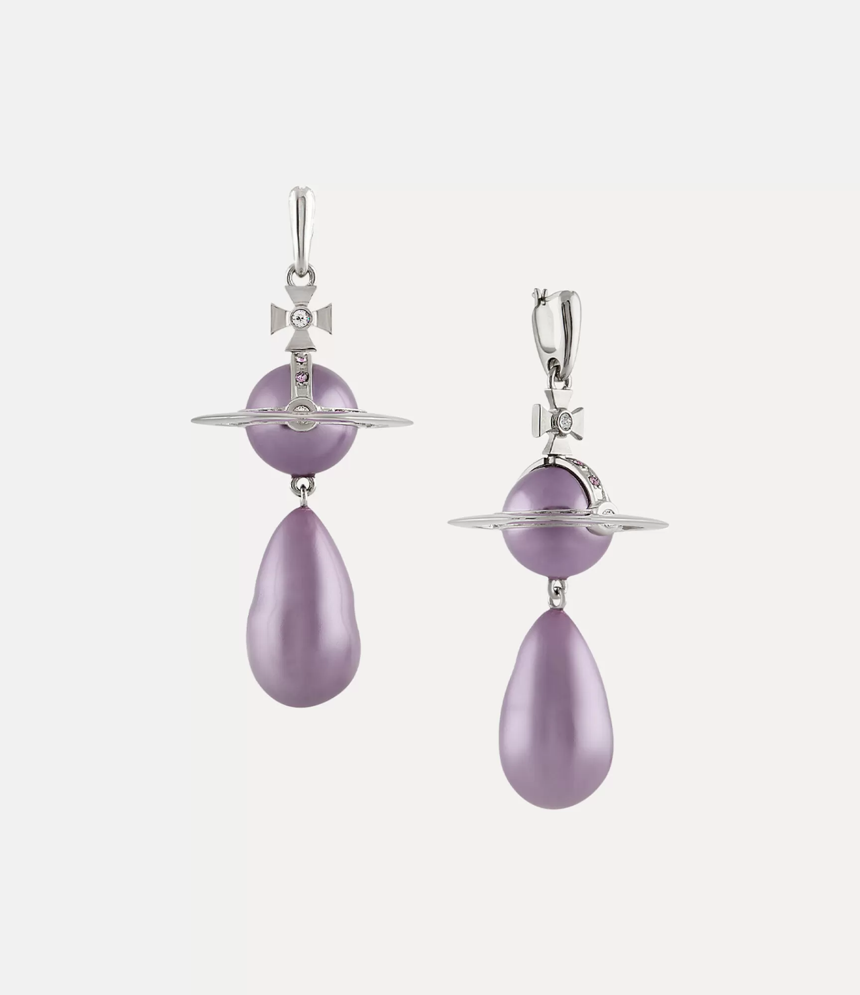 Vivienne Westwood Earrings*Giant pearl drop earrings Platinum / Iris Purple Crystal / Lavender Pearl