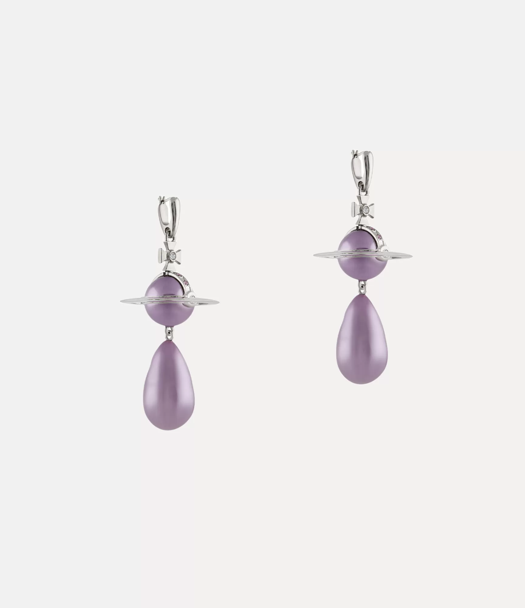 Vivienne Westwood Earrings*Giant pearl drop earrings Platinum / Iris Purple Crystal / Lavender Pearl