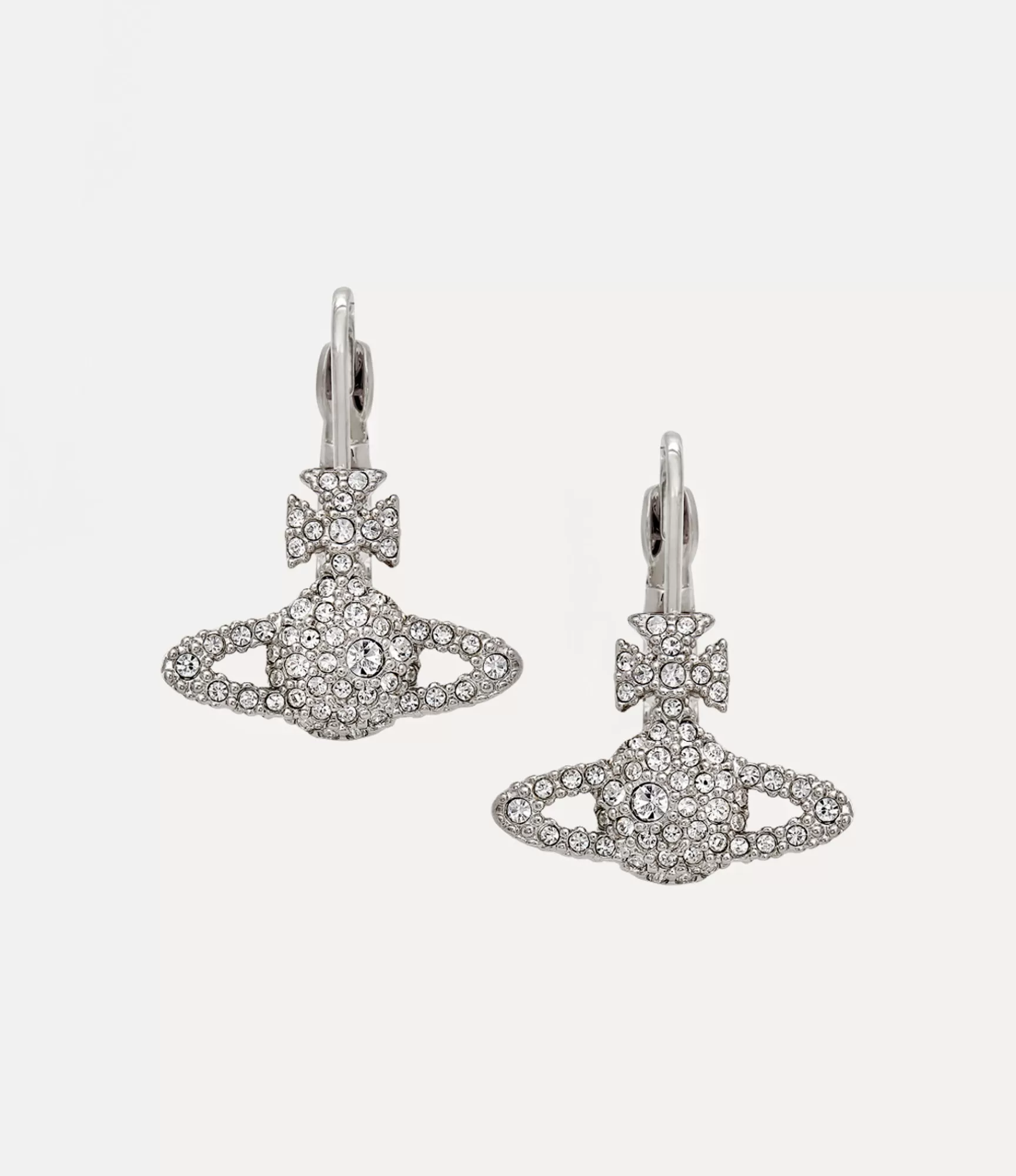 Vivienne Westwood Earrings*Grace bas relief earrings Platinum / Crystal Crystal