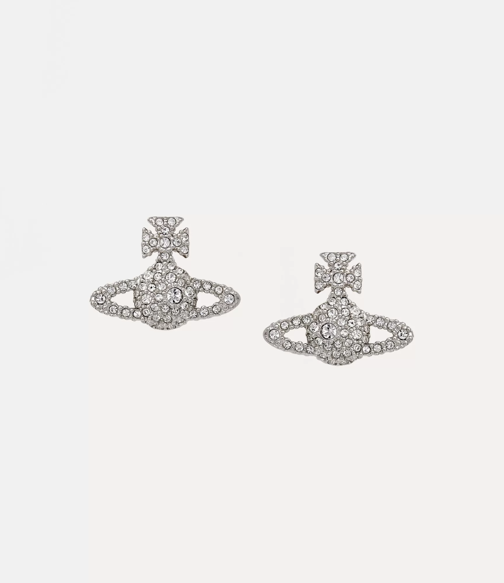 Vivienne Westwood Earrings*Grace bas relief stud earrings Platinum / Crystal Crystal