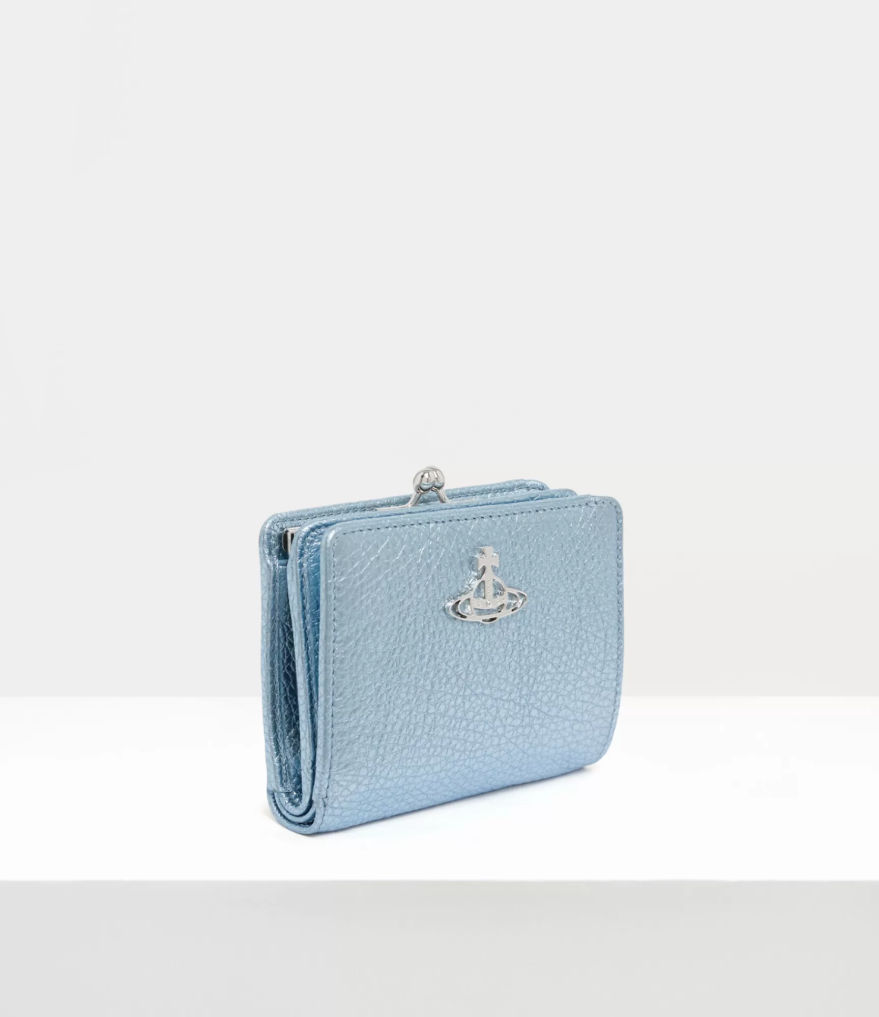 Vivienne Westwood Wallets and Purses*Grain leather wallet fr pkt Light Blue/ Silver Hw