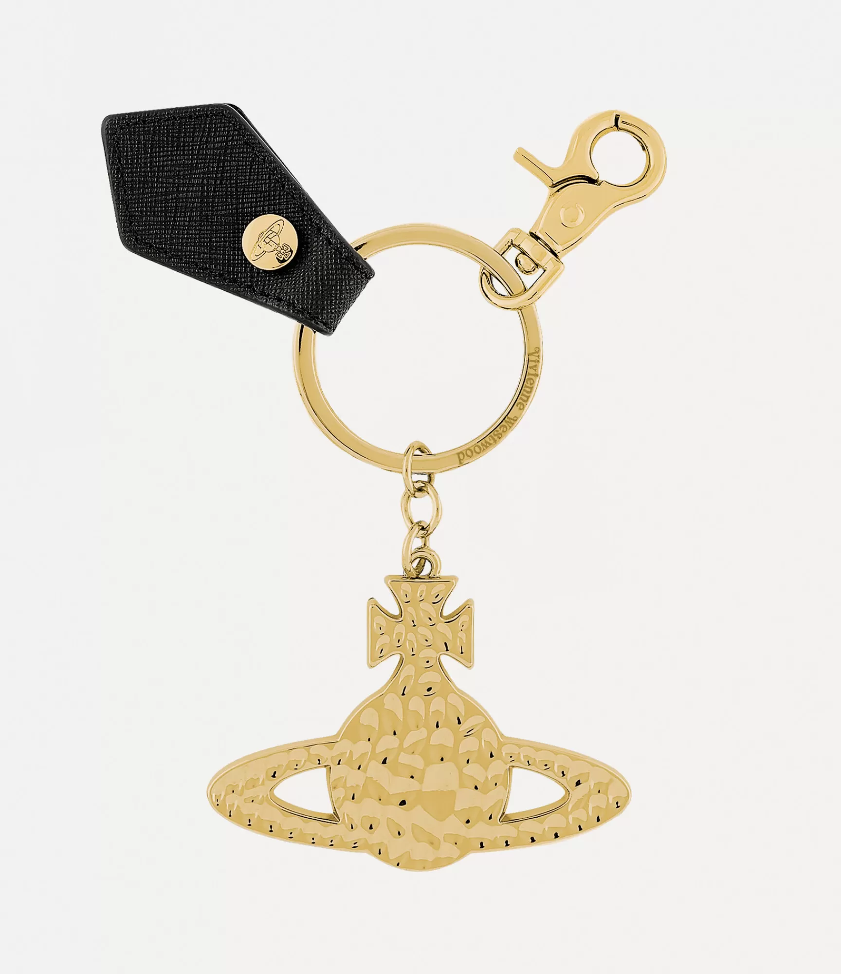 Vivienne Westwood Keyrings*Hammered orb light gold Black Grain