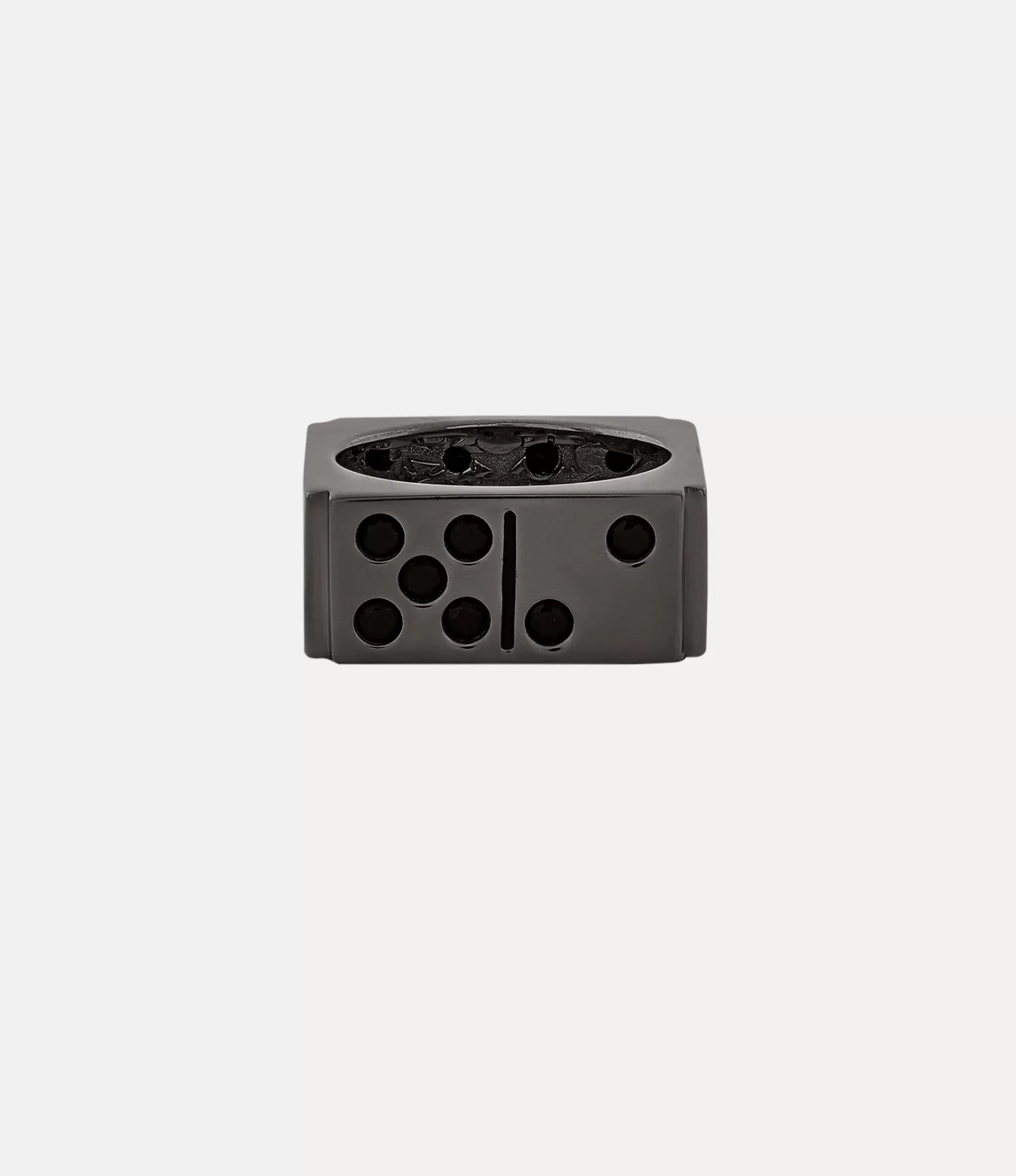 Vivienne Westwood Rings*LEICESTER RING (DOMINO) Ruthenium / Black Cz / Black Enamel