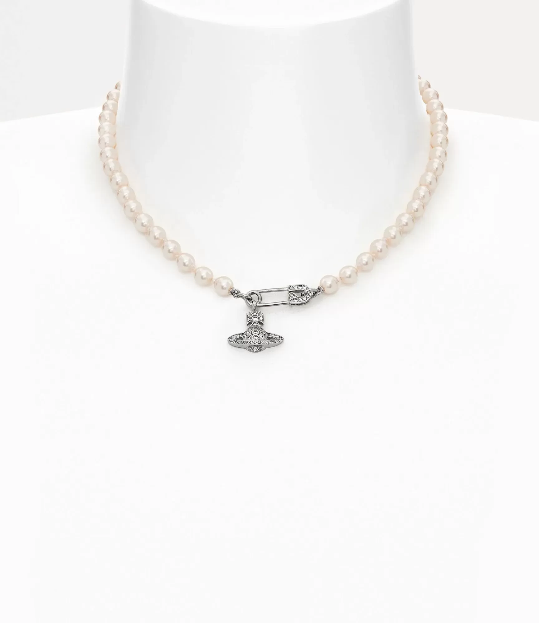Vivienne Westwood Necklaces*Lucrece pearl necklace Platinum / Light Creamrose Pearl / White Cz