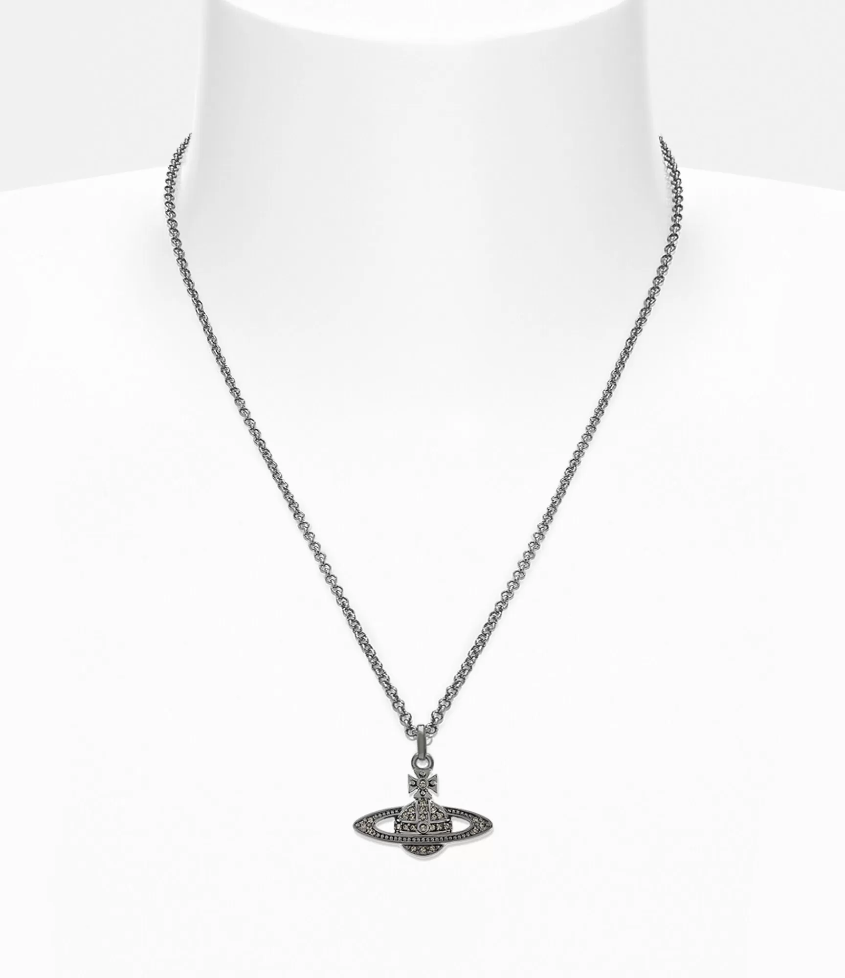 Vivienne Westwood Necklaces*Man. mini bas relief orb pendant Ruthenium Black Diamond