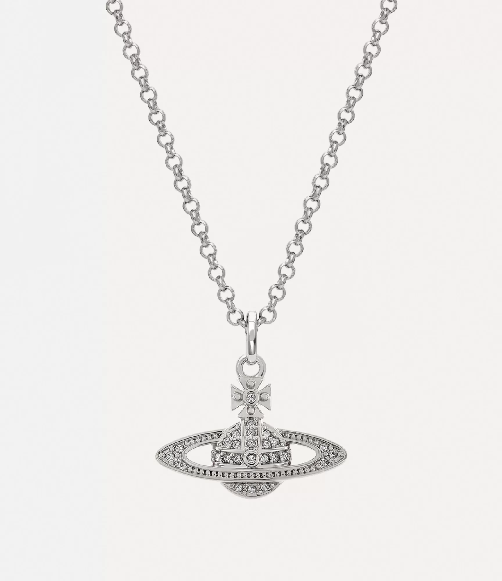 Vivienne Westwood Necklaces*Man. mini bas relief orb pendant Platinum / Crystal Crystal
