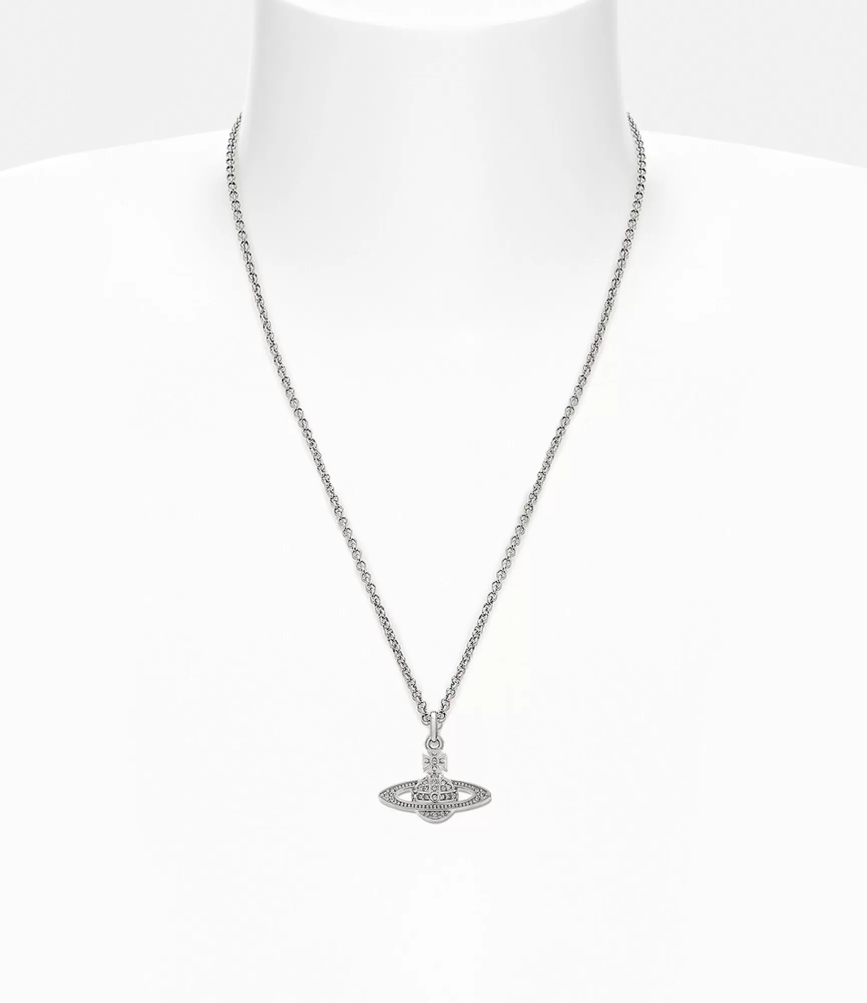 Vivienne Westwood Necklaces*Man. mini bas relief orb pendant Platinum / Crystal Crystal