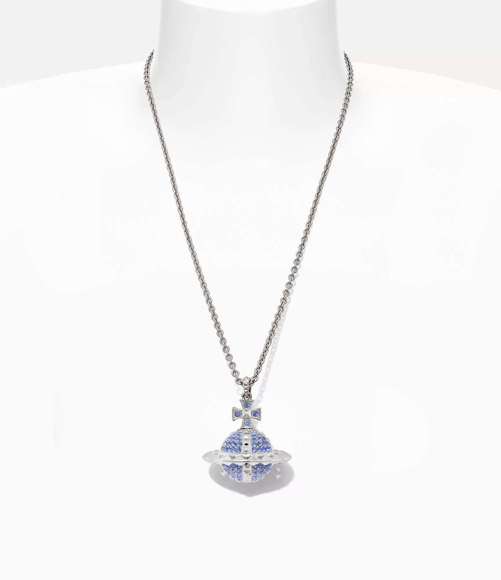 Vivienne Westwood Necklaces*Mayfair large orb pendant Rhodium / Light Sapphire Crystal