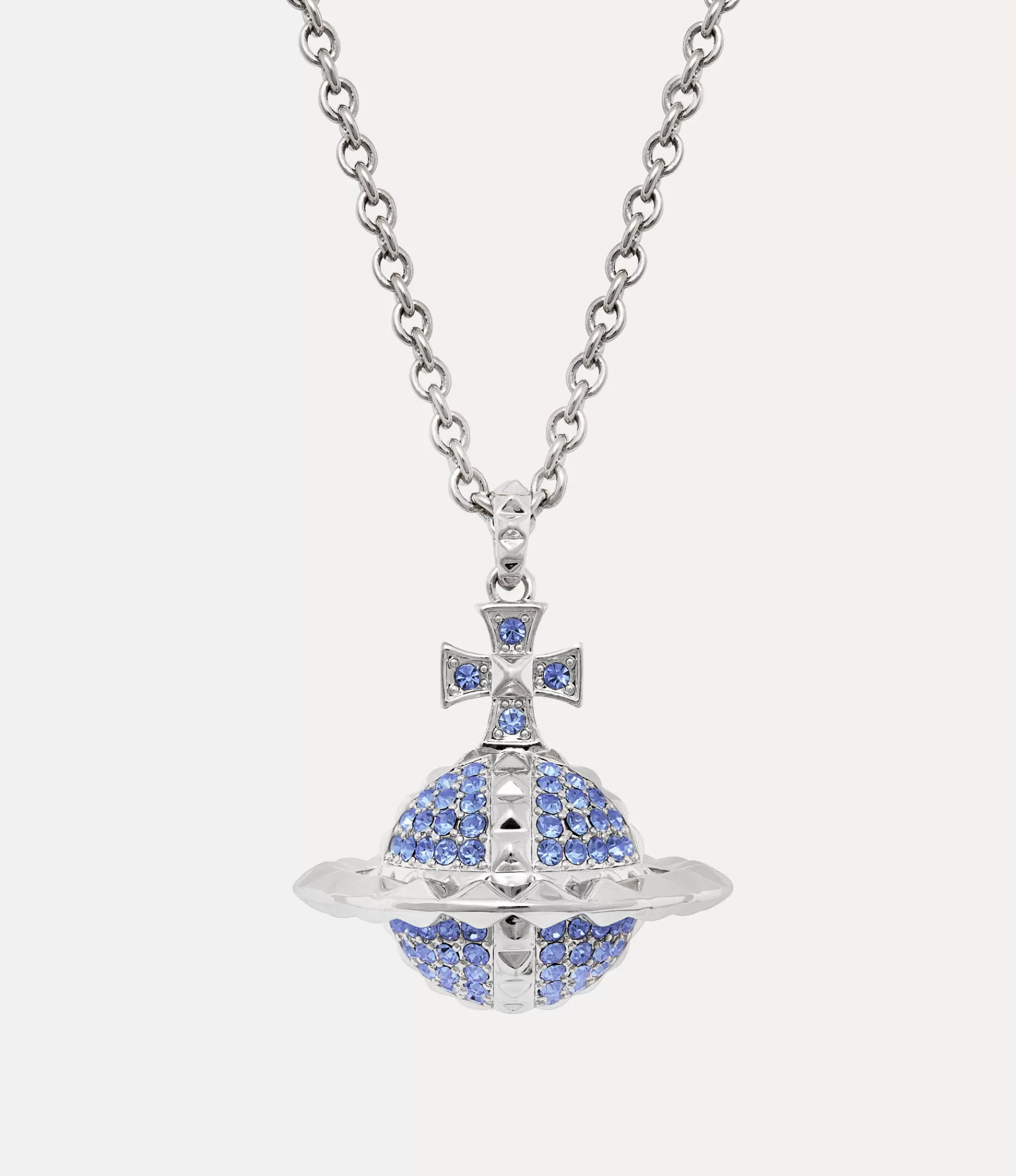 Vivienne Westwood Necklaces*Mayfair large orb pendant Rhodium / Light Sapphire Crystal