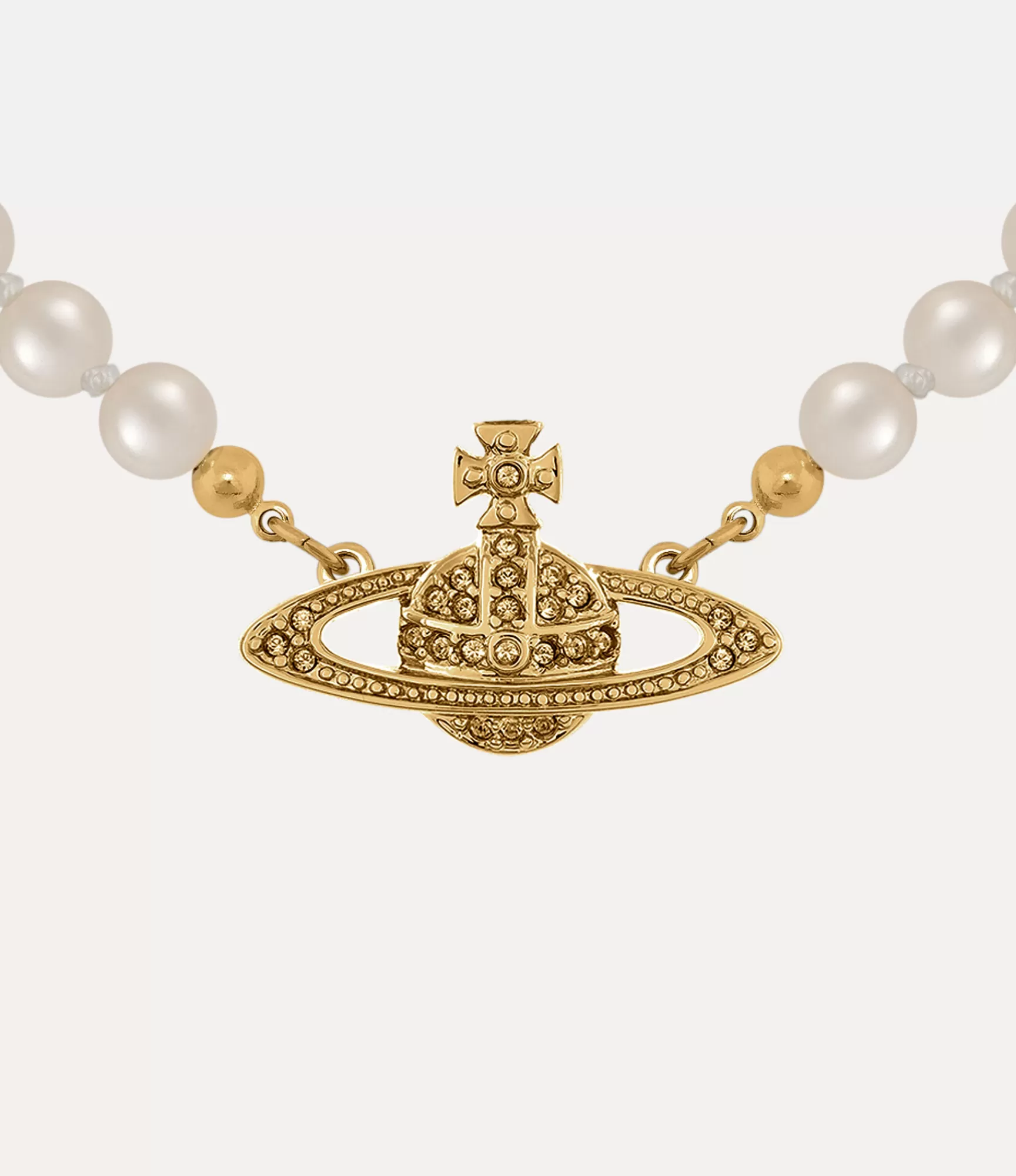 Vivienne Westwood Necklaces*Mini bas relief choker Gold Light Colorado Topaz Pearl