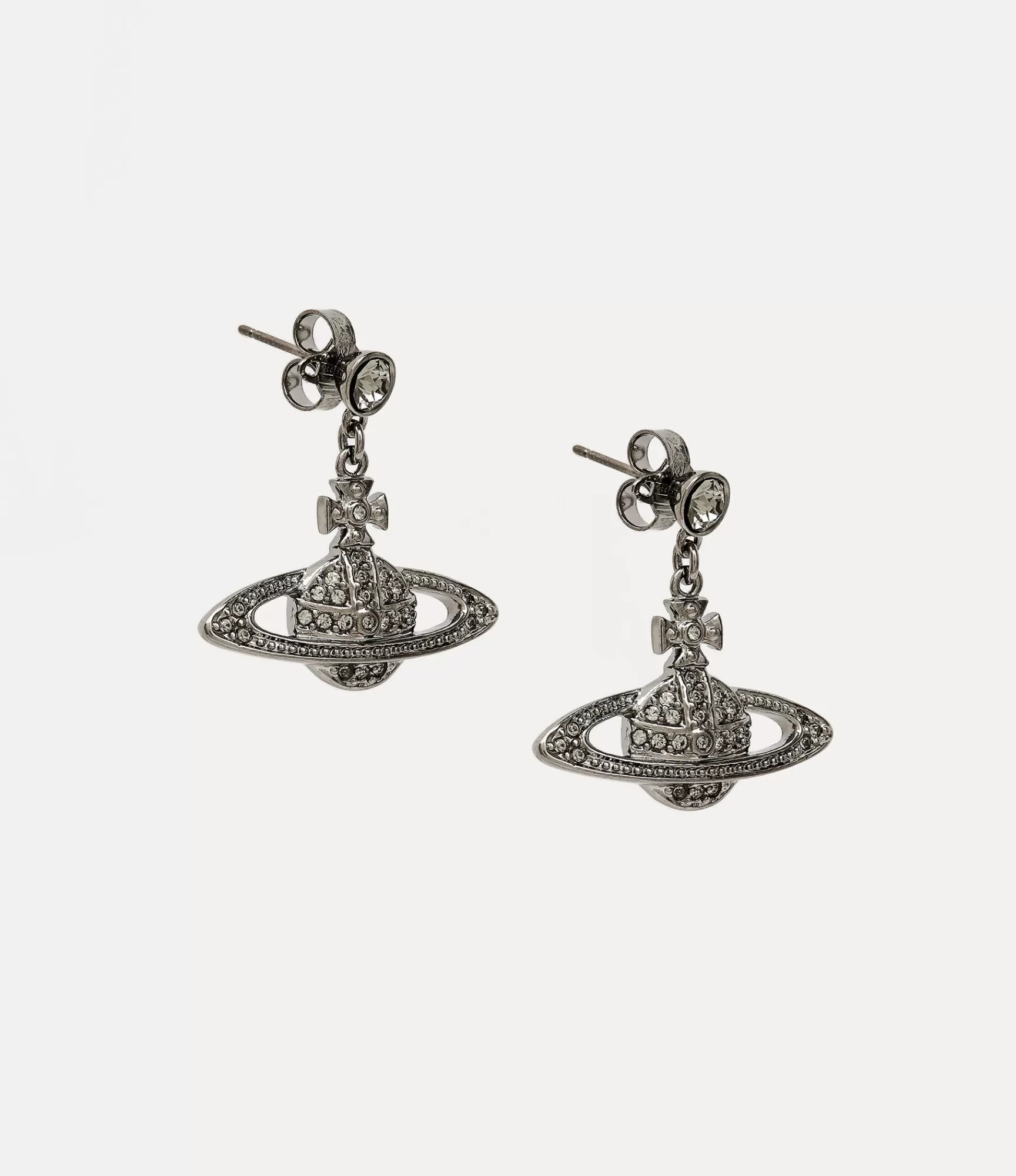 Vivienne Westwood Earrings*Mini bas relief drop earrings Ruthenium Black Diamond