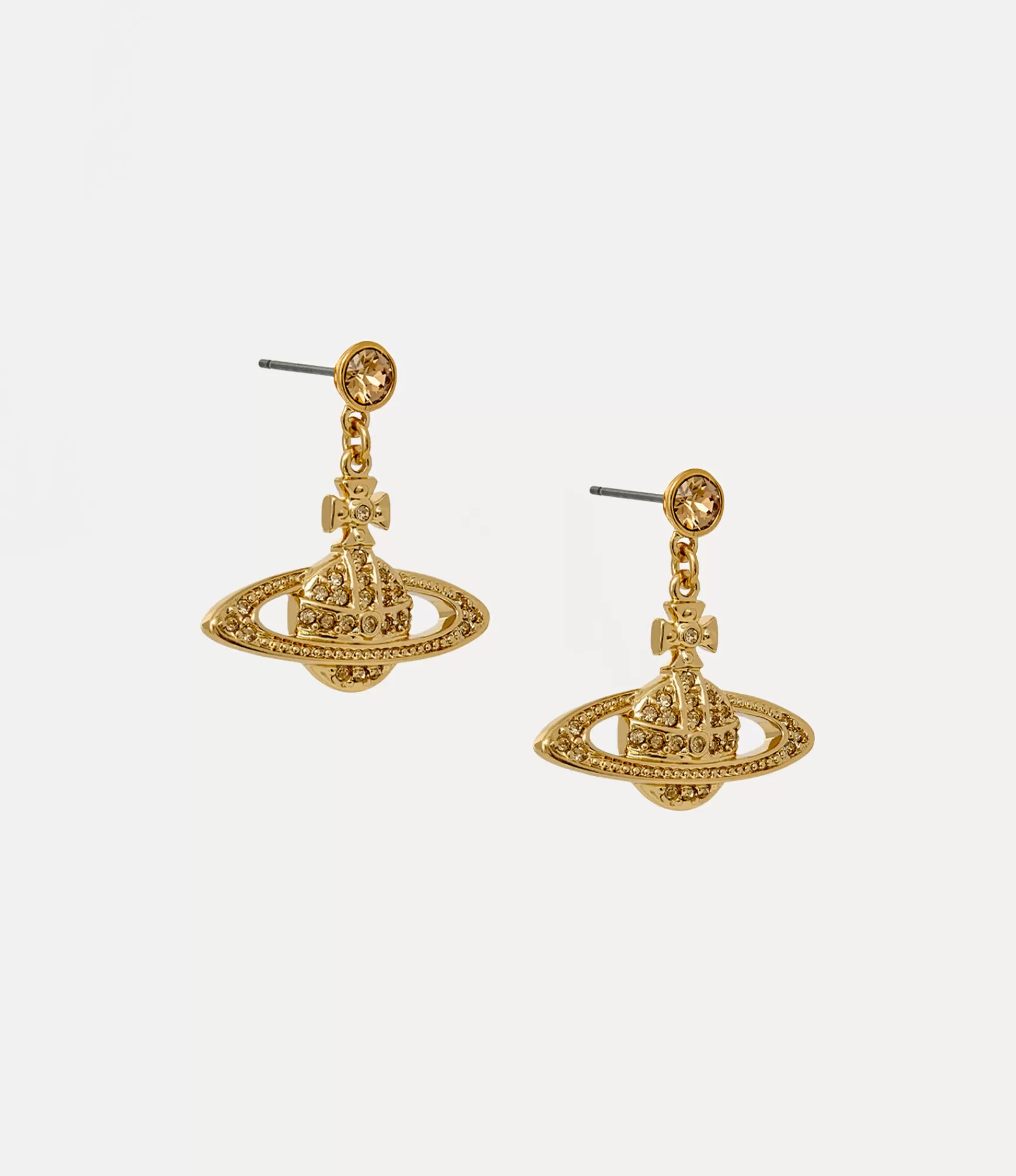 Vivienne Westwood Earrings*Mini bas relief drop earrings Gold Light Colorado Topaz