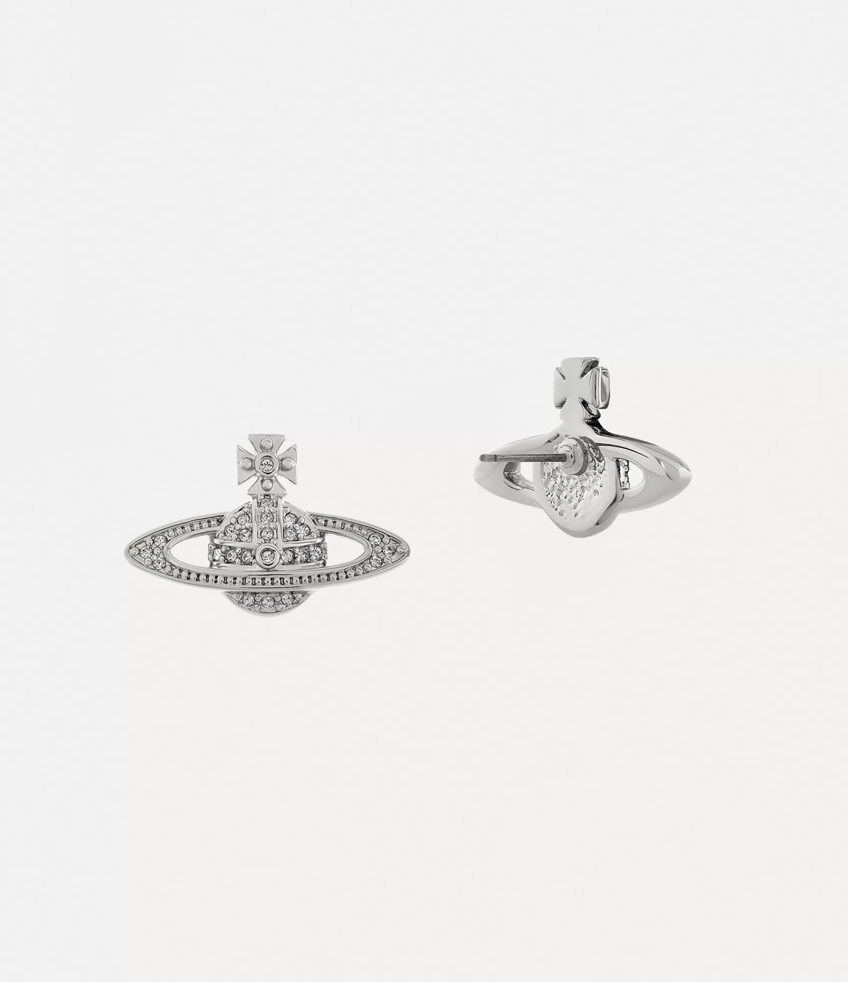 Vivienne Westwood Earrings*Mini bas relief earrings Platinum / Crystal Crystal