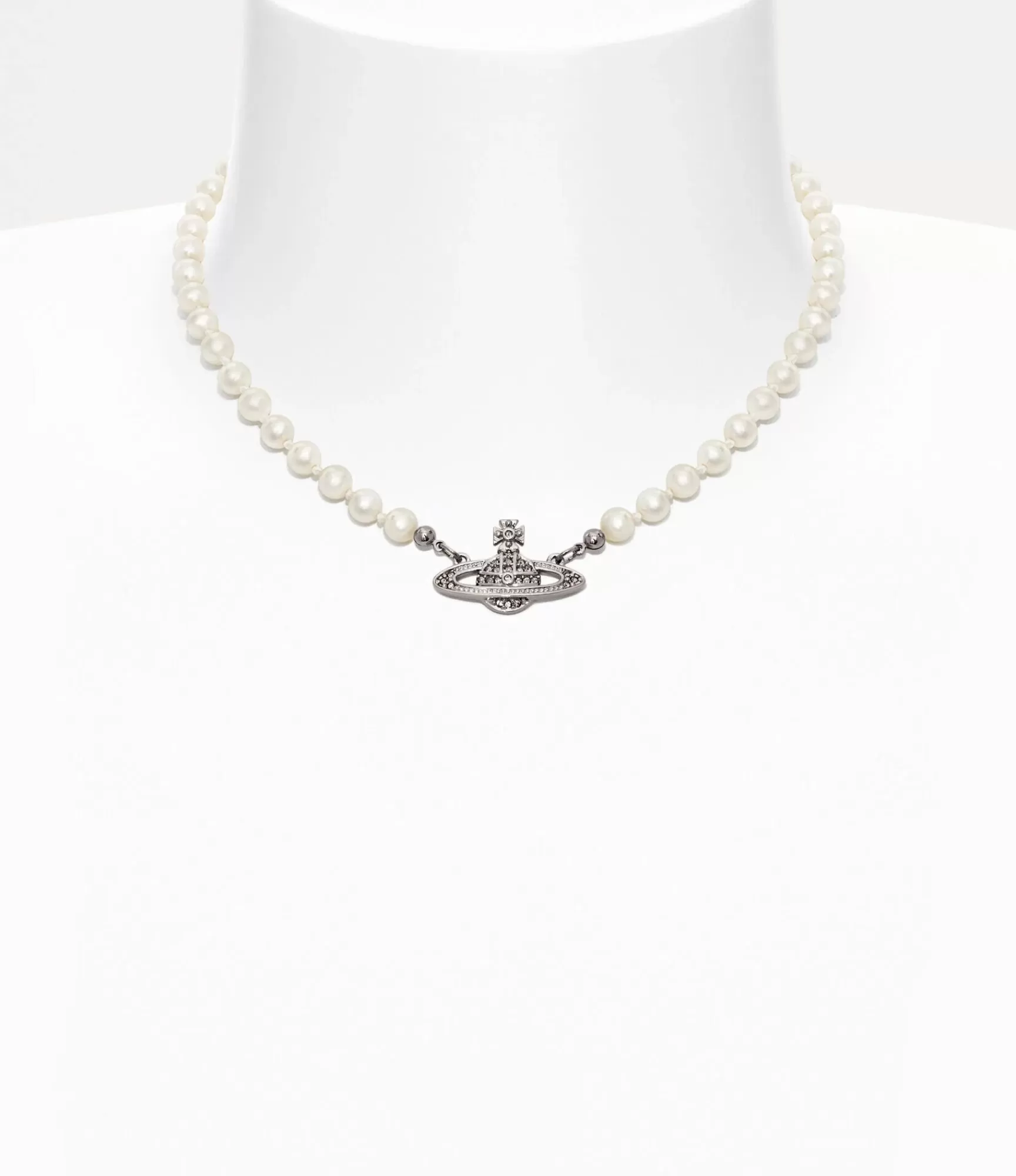 Vivienne Westwood Necklaces*Mini bas relief pearl choker Platinum / Crystal / Pearl