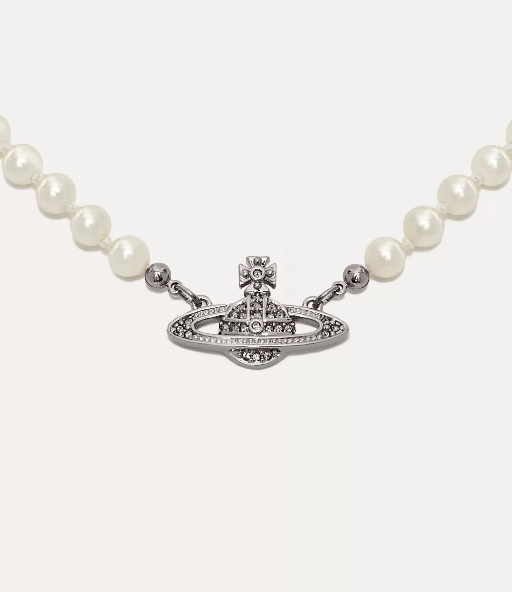 Vivienne Westwood Necklaces*Mini bas relief pearl choker Platinum / Crystal / Pearl