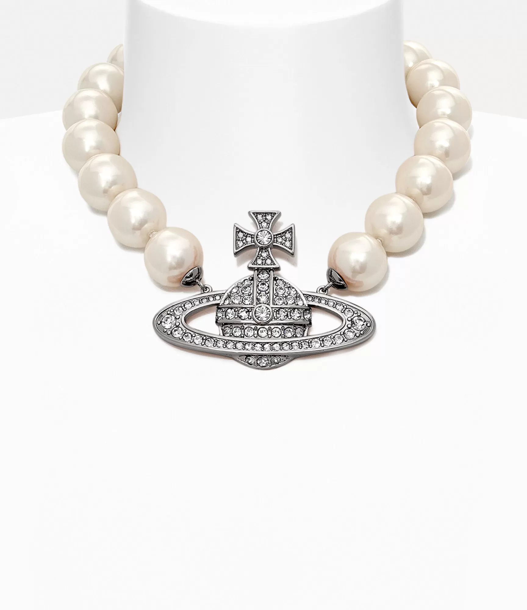 Vivienne Westwood Necklaces*Neysa necklace Platinum / Creamrose Pearl / Crystal Crystal