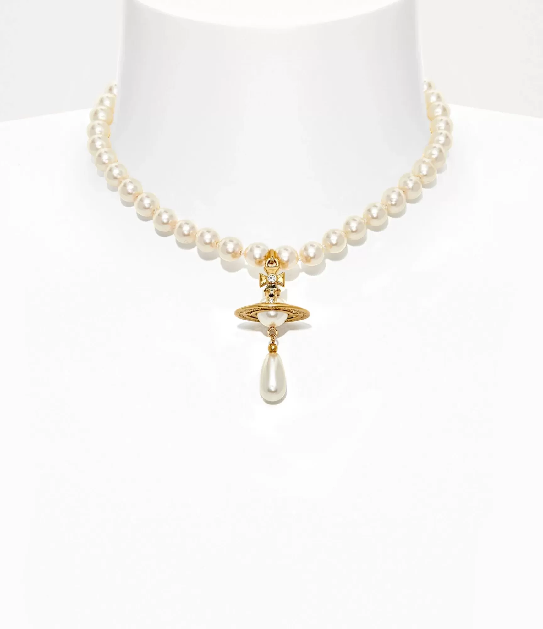 Vivienne Westwood Necklaces*One row pearl drop choker Gold/pearl/multi