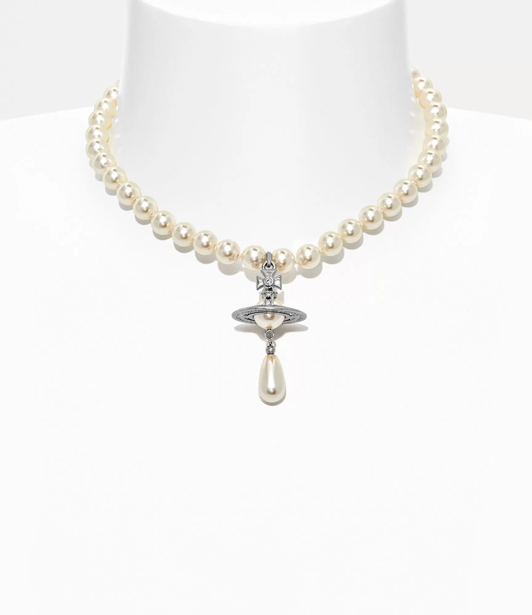 Vivienne Westwood Necklaces*One row pearl drop choker Platinum/pearl/multi