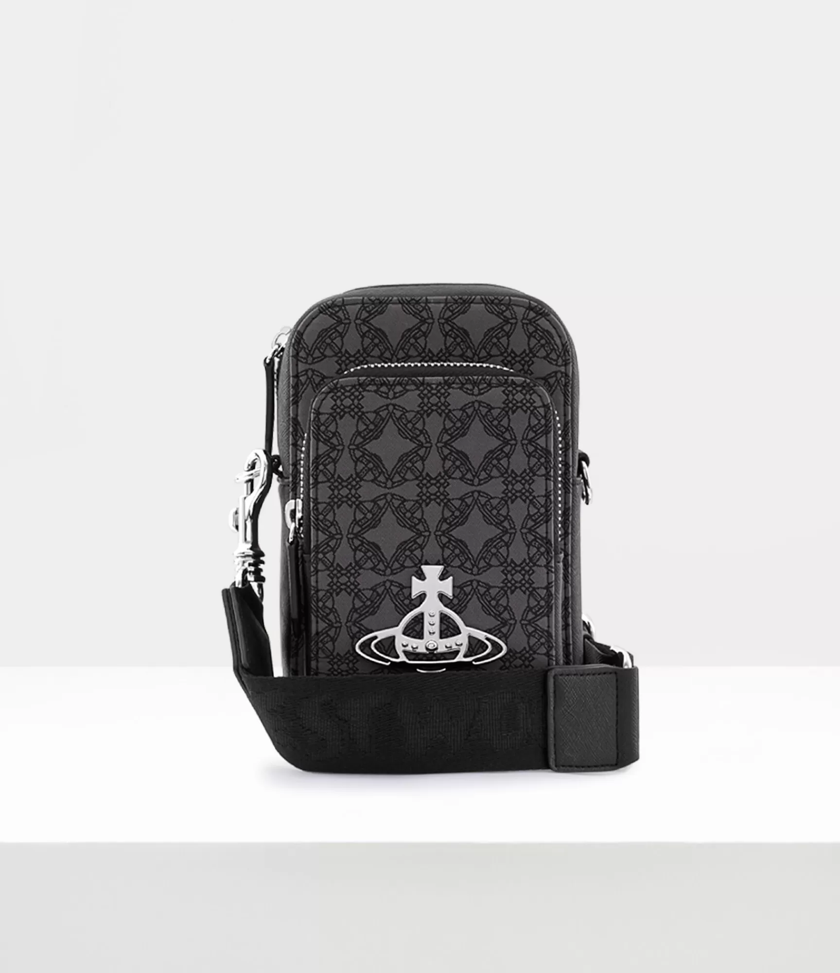 Vivienne Westwood Crossbody Bags*Phone crossbody bag Mini Orb Black/ Grey