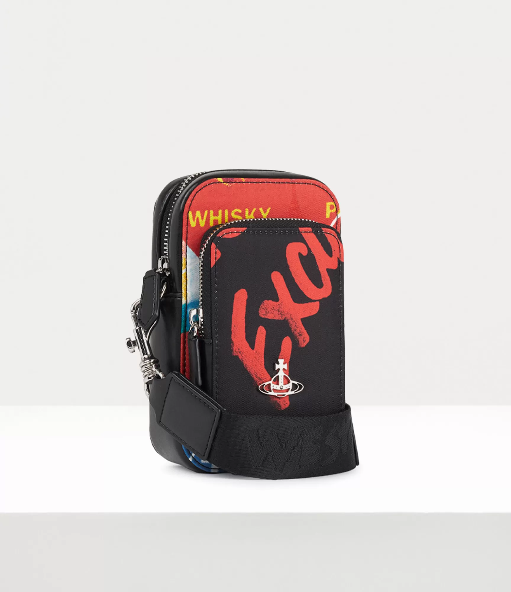 Vivienne Westwood Crossbody Bags*Re-nylon phone crossbody bag Black Multi