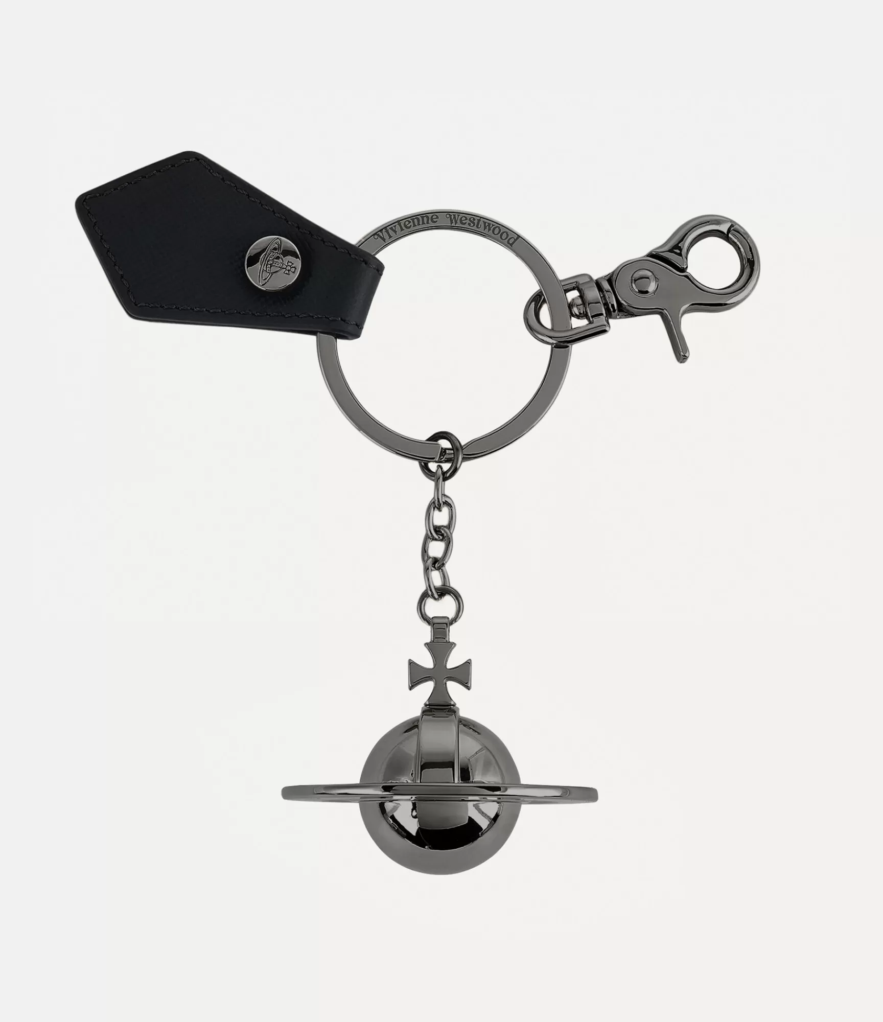 Vivienne Westwood Keyrings*Saffiano 3d orb gunmetal Black Grain