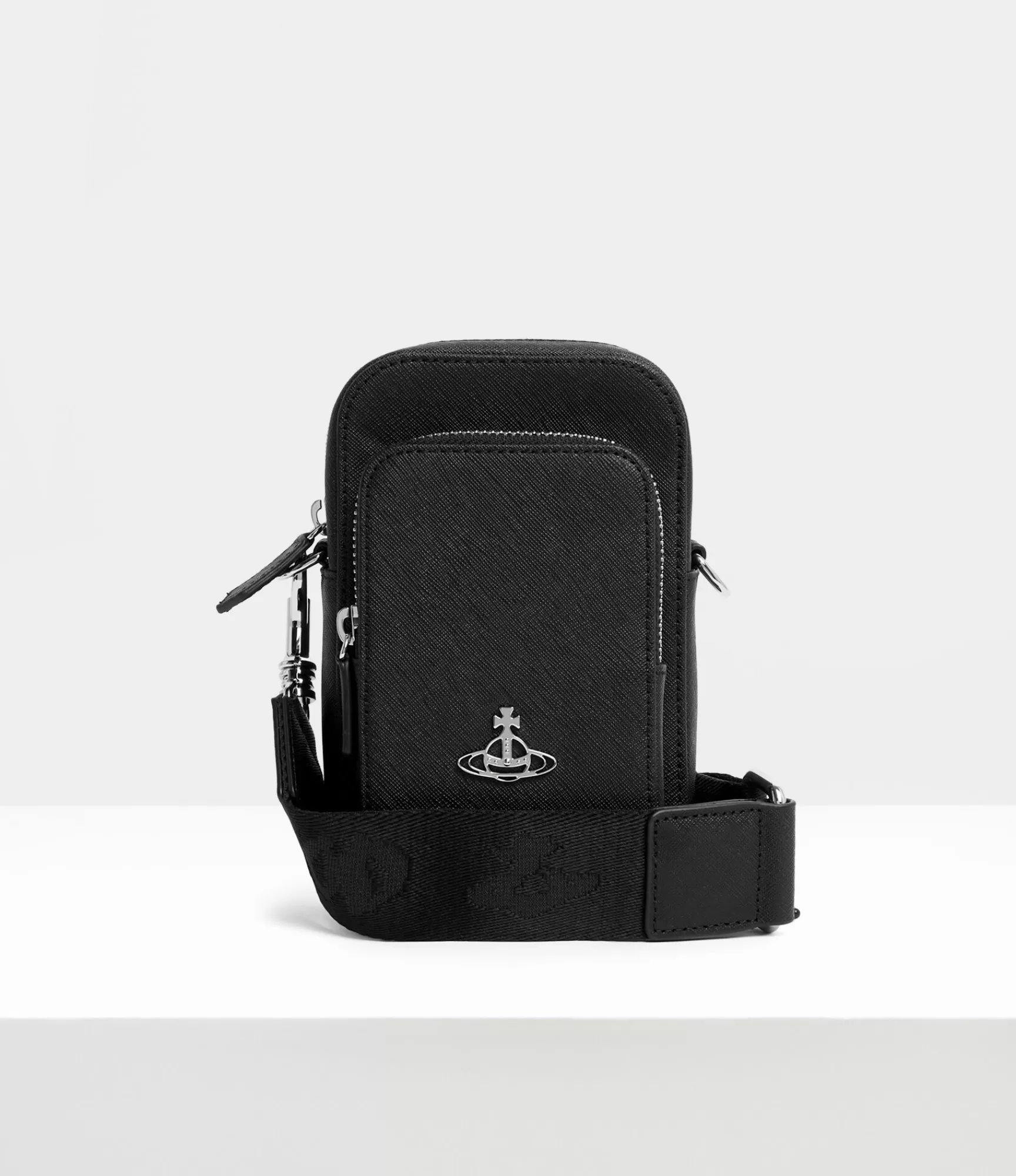 Vivienne Westwood Crossbody Bags*Saffiano phone crossbody bag Black