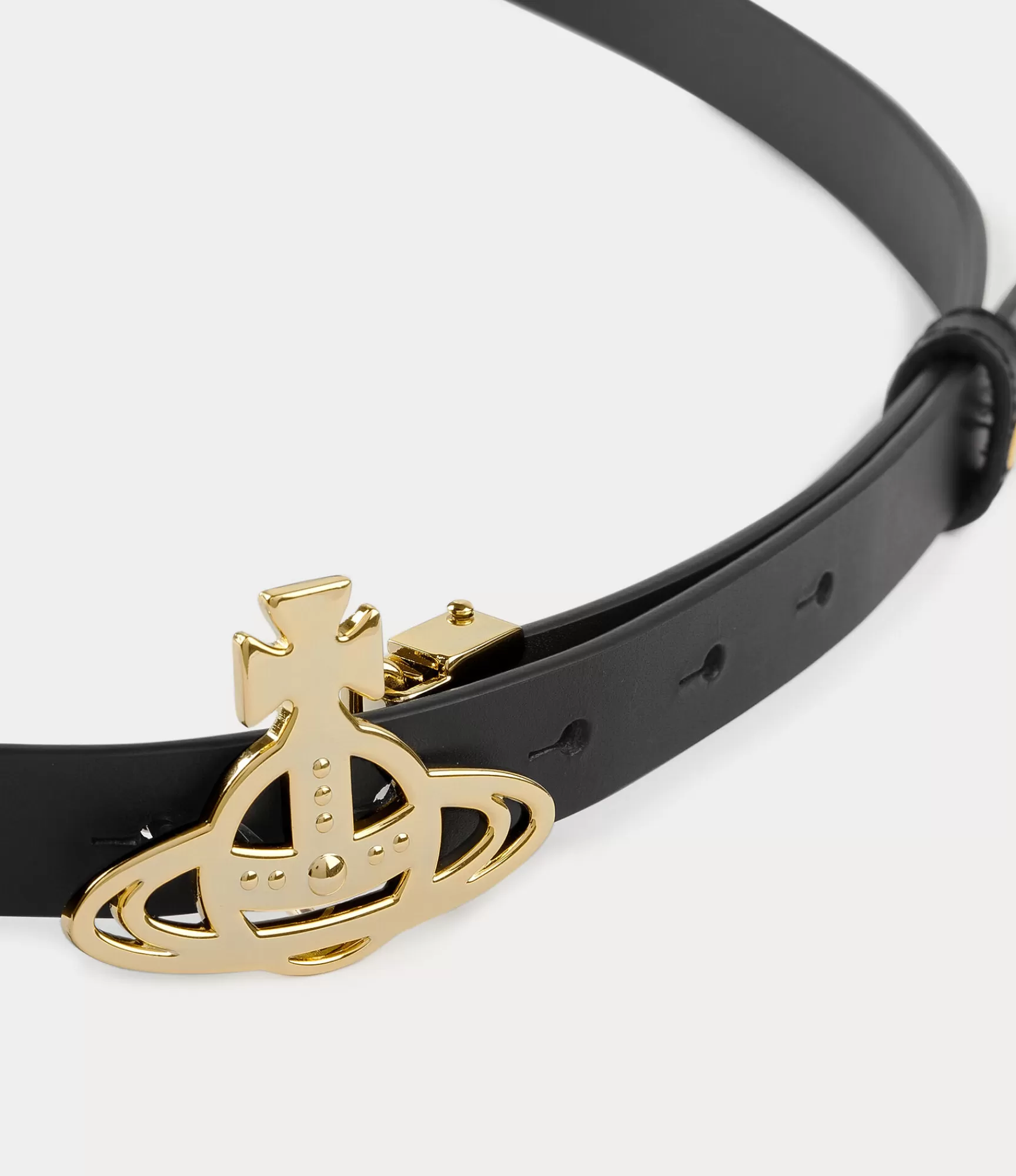 Vivienne Westwood Belts and Harnesses*Small line orb buckle belt / light gold Black