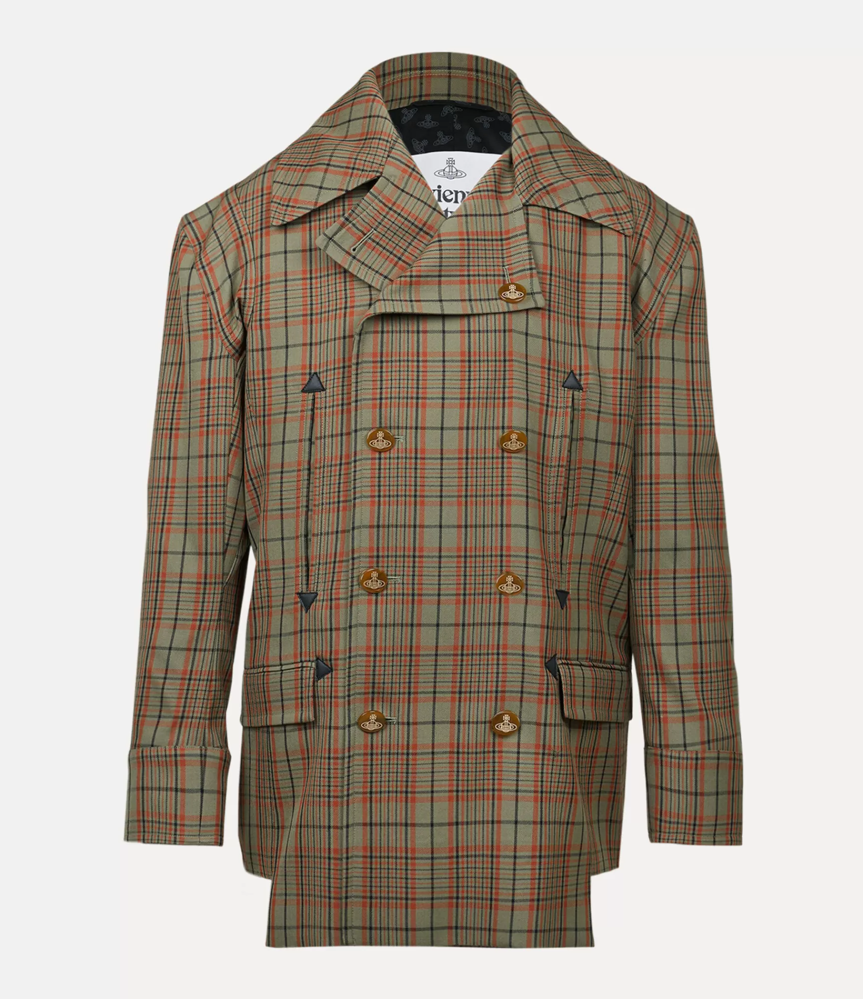 Vivienne Westwood Coats and Jackets*STRIPPED PEACOAT Green And Orange Check
