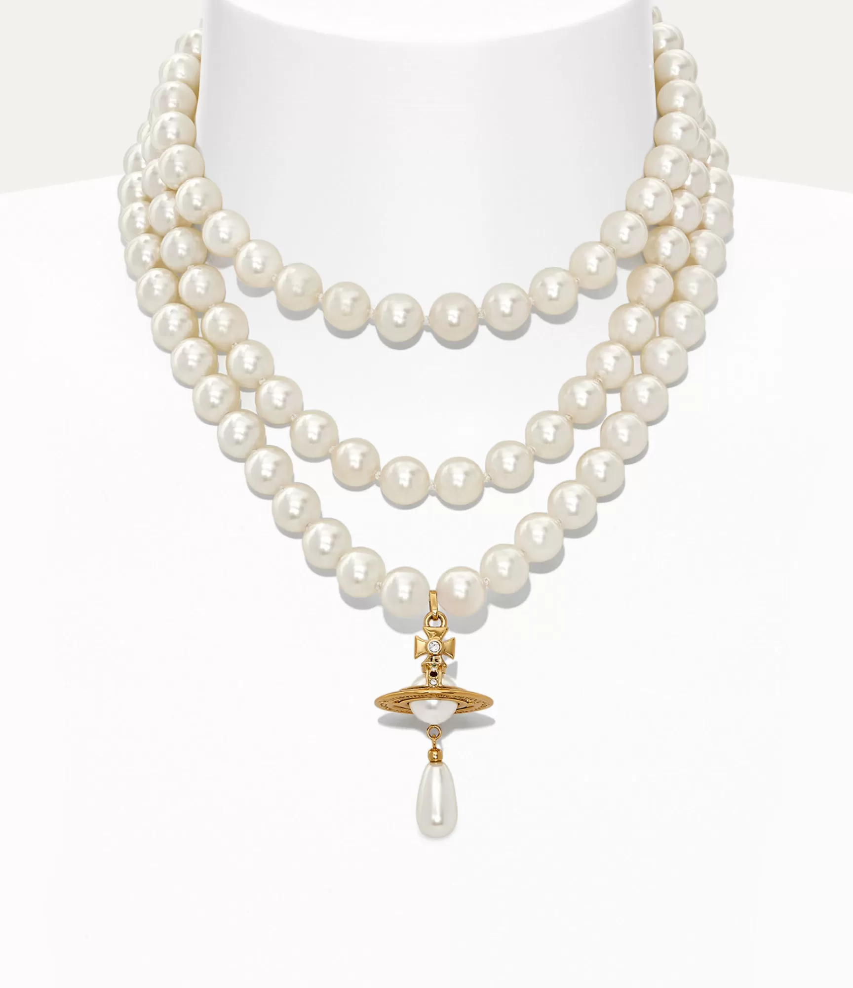 Vivienne Westwood Necklaces*Three row pearl drop choker Gold